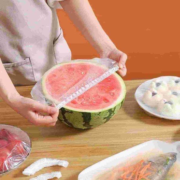 100 قطعة استخدام مرة واحدة مرون غطاء طعام مع طازج غشاء , متعددة الوظائف قبعة الحمام أسلوب مغلف الى تخزين في ثلاجة
