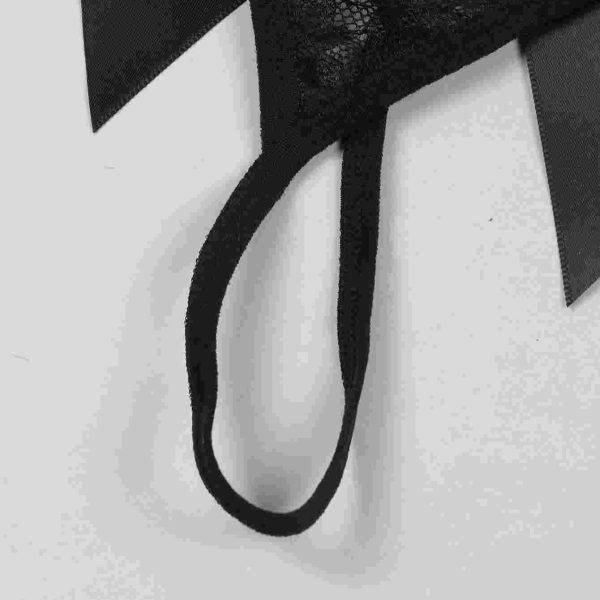 ثونغ شفاف مطرز بالدانتيل والشبكة وجناح الفراشة الزخرفي الجذاب