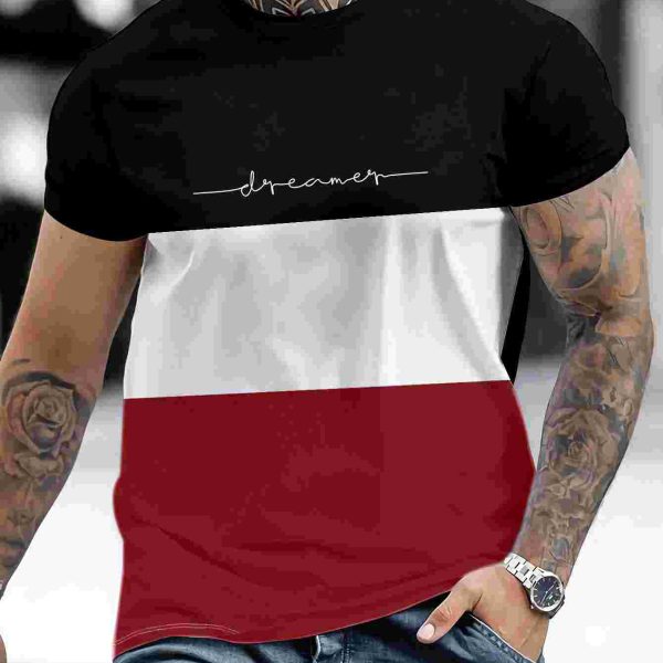 Manfinity Homme تي شيرت بطباعة أحرف ألوان متباينة للرجال