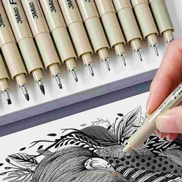 6 قطعة/9 قطعة/12 قطعة مجموعة أقلام رفيعة، قلم رسم، أقلام رسم بالألوان المائية