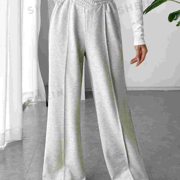 E.B EZwear بنطلون رياضي بقصّة واسعة ورجل مسطّحة بيضاء للربيع
