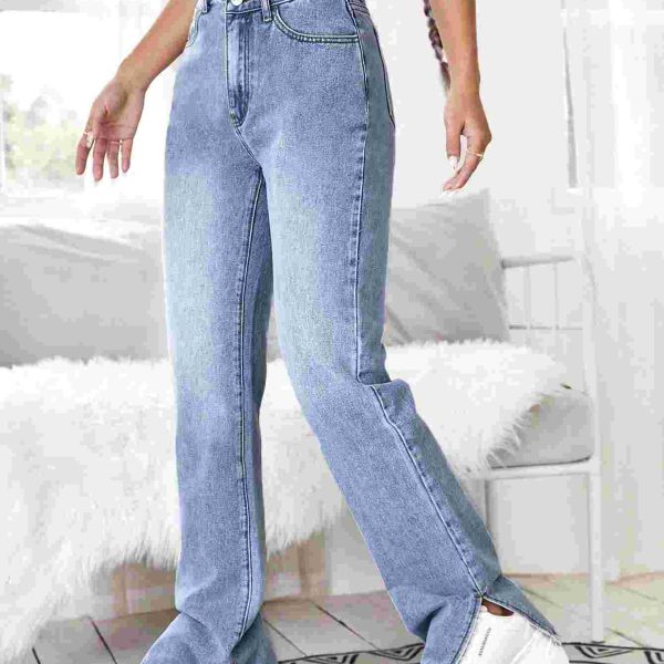 E.B EZwear بنطلون جينز بحافة شق بخصر غير متماثل
