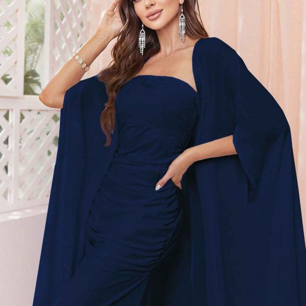 E.B Modely مجموعة معطف وفستان بأكمام رداء للنساء