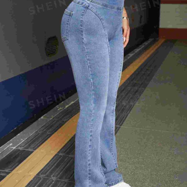 E.B EZwear جينز نسائي واسع بتصميم جيوب مزدوجة